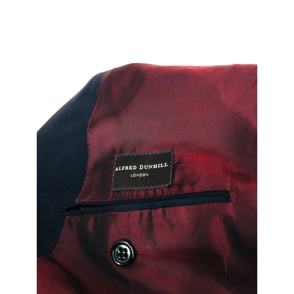 44S Alfred Dunhill Italy Mens Canvassed 3 Bttn Wool Blazer Sport Coat Dark Navy